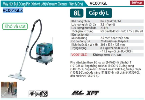 Máy Hút Bụi Dùng Pin Makita VC001GLZ