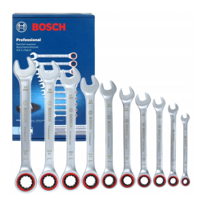 Bộ cờ lê 10 món thép trắng Bosch